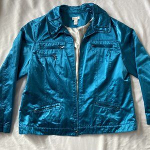 Chico's Unique Metallic Blue Jacket - Size 3 / Large